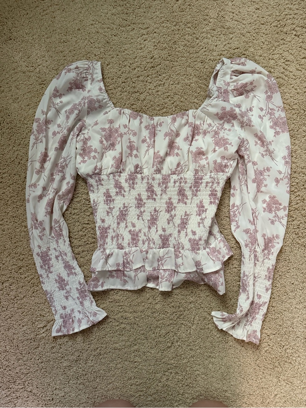 Cistar New York Floral Smocked Peplum Top Size M
